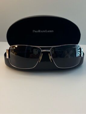 RALPH LAUREN POLO POLARIZED 3041 9002/81 SILVER/BLACK AUTHENTIC SUNGLASSES 64-14